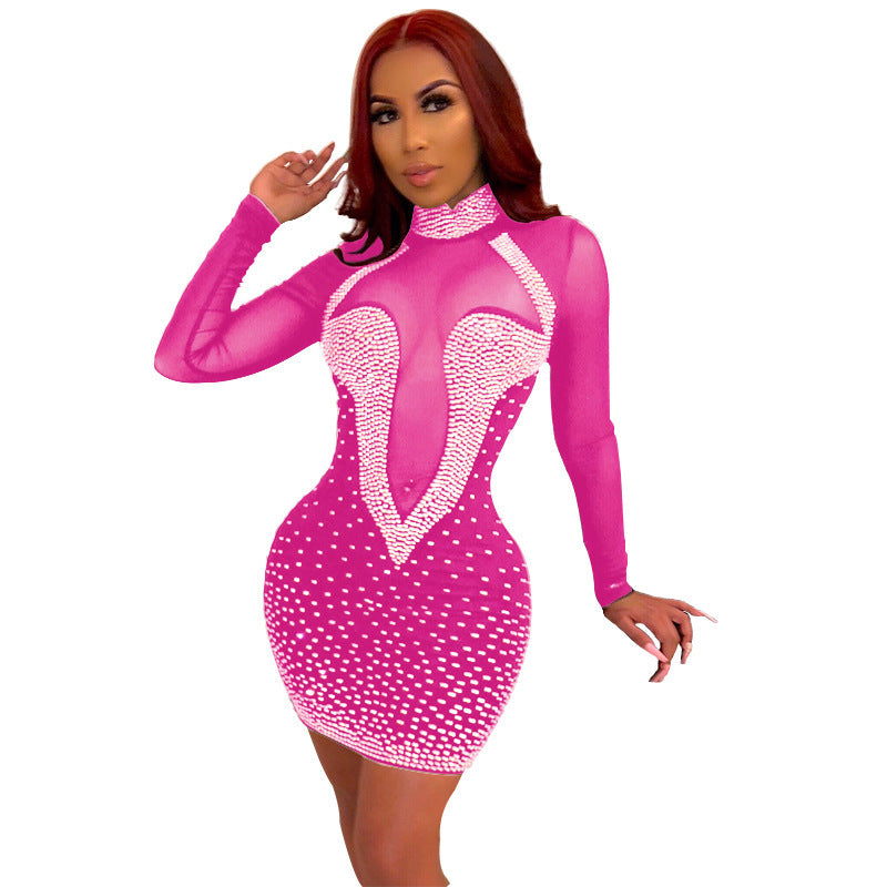 Net yarn nightclub dress