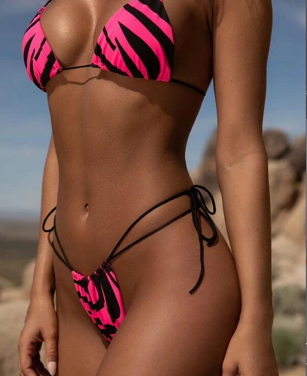 Bikini solid color swimsuit straps