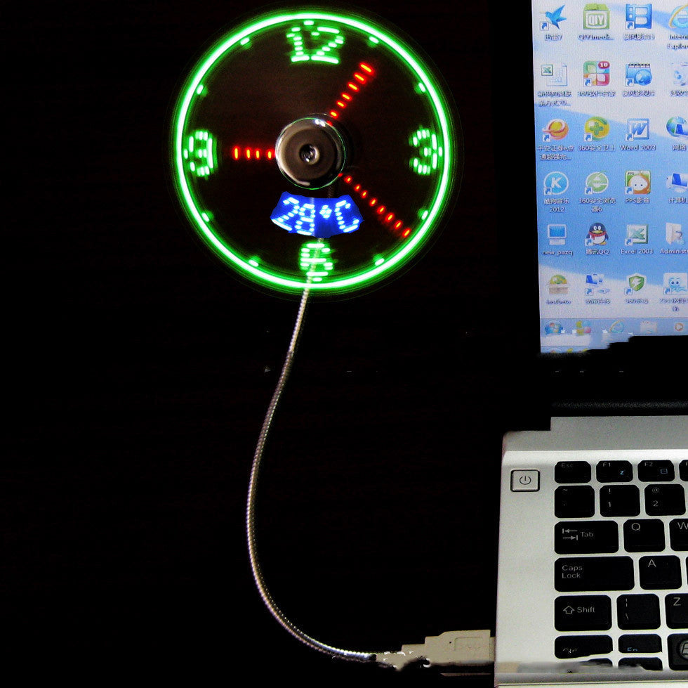 USB Clock Temperature Word Fan Led Light Fan Mini Fan USB Clock Temperature Fan