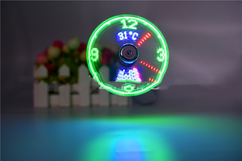 USB Clock Temperature Word Fan Led Light Fan Mini Fan USB Clock Temperature Fan