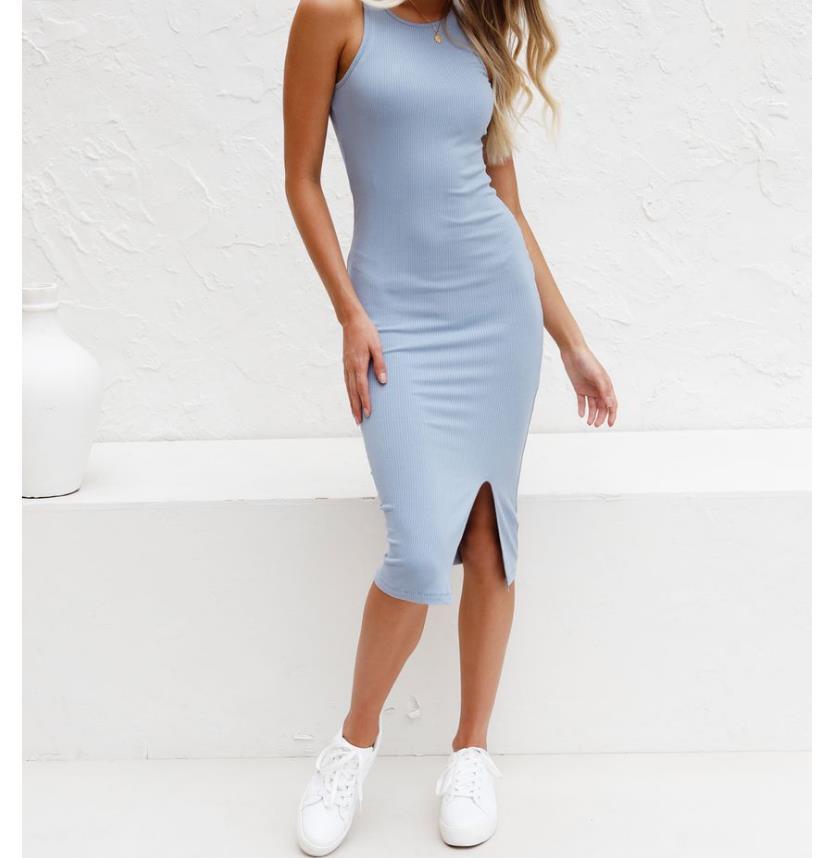 Solid Color Vest Long Dress