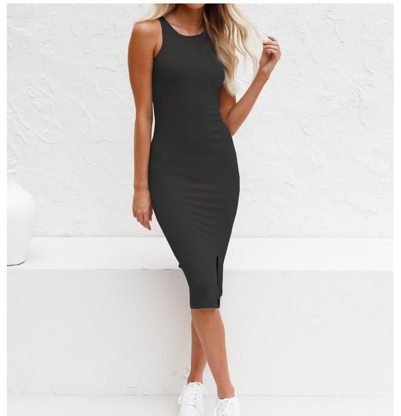 Solid Color Vest Long Dress