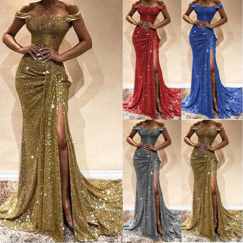 Sequined One-shoulder Dress