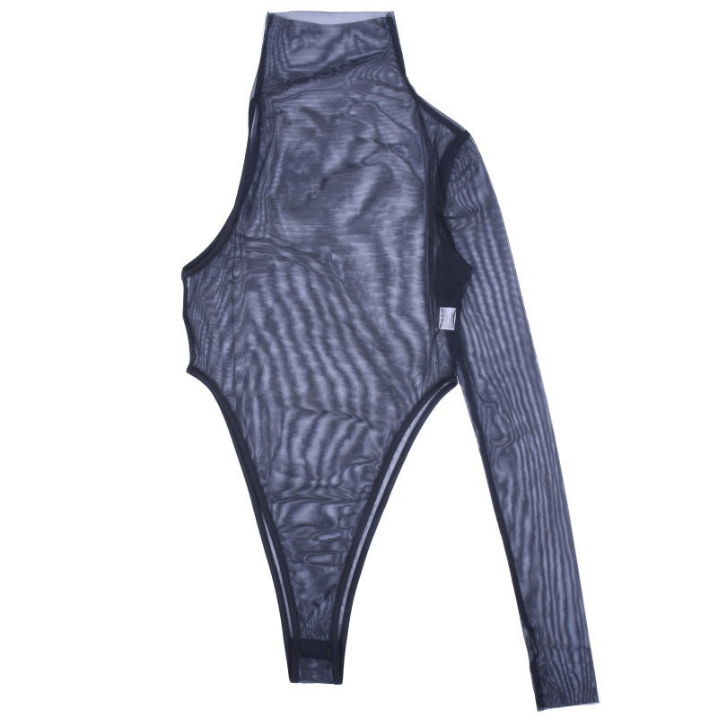 High neck mesh breathable bodysuit