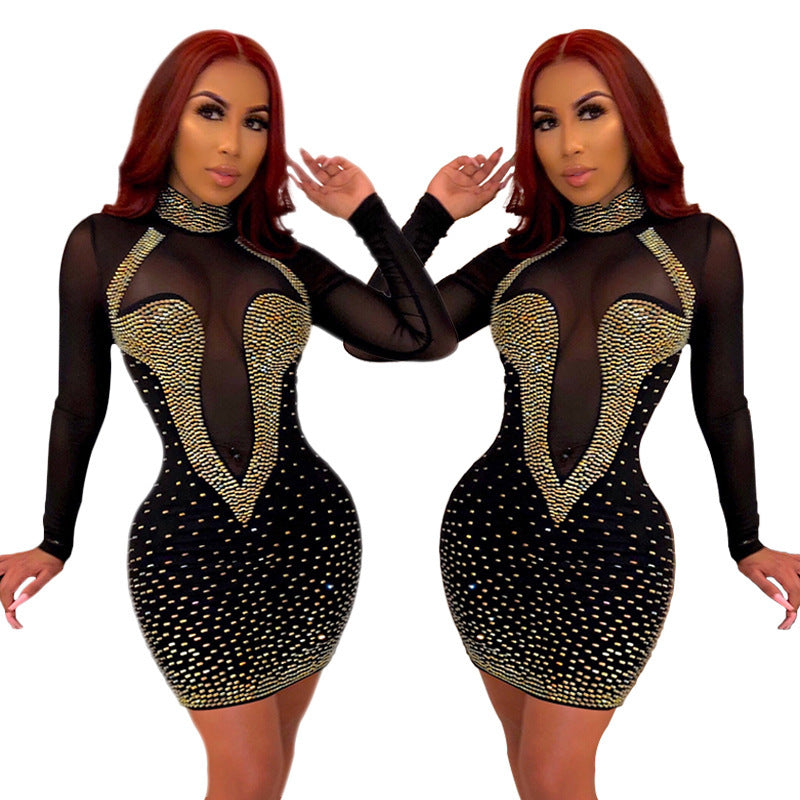 Net yarn nightclub dress