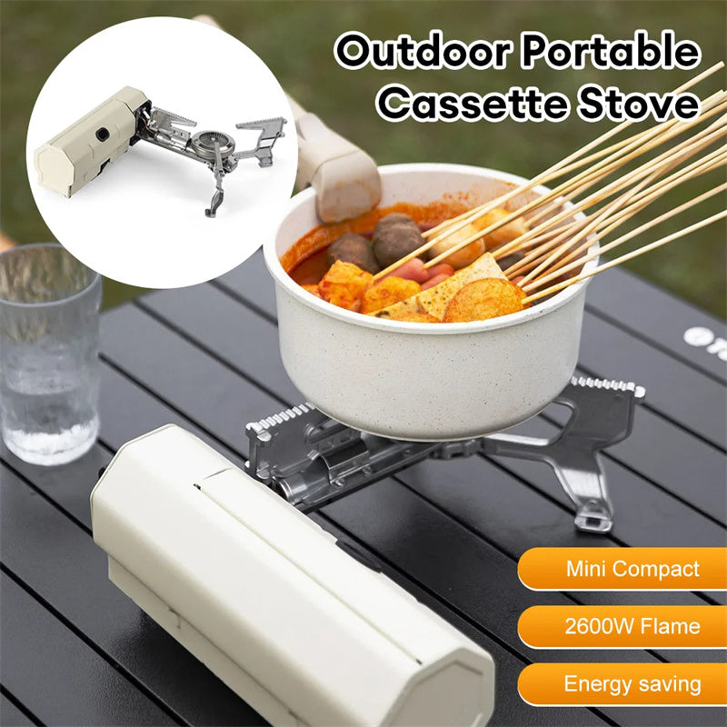 Home Finds - Camping Gas Stove Portable Folding Cassette Stove Outdoor Hiking BBQ Travel Cooking Grill Cooker Gas Burner Food Heating Tool Kitchen Gadgets