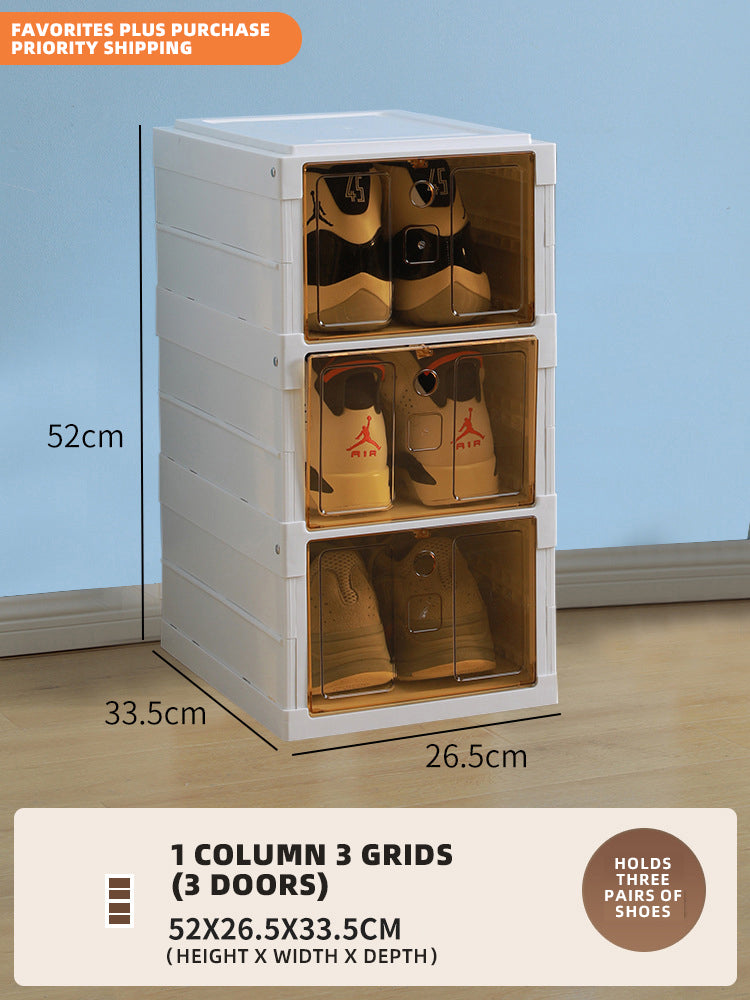 Home Finds - Free Installation Shoe Box Transparent Folding Drawer Type