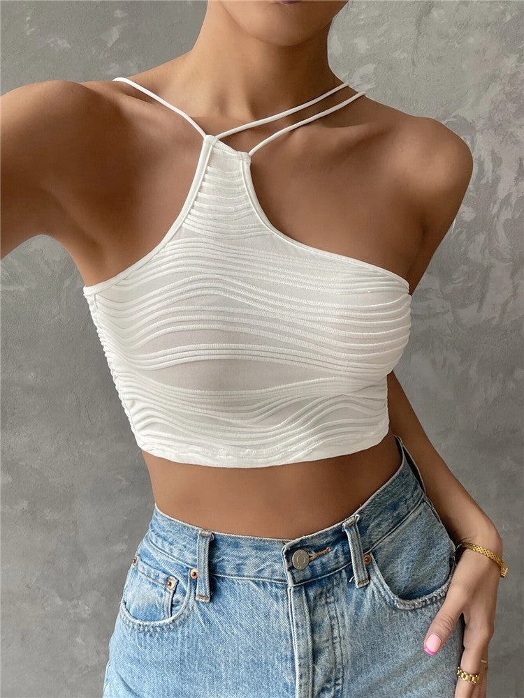 Split Irregular Hollow-out Shoulder Split Top