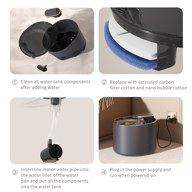 Home Finds - Automatic Pet Cat Water Fountain Mute Water Feeder Bowl USB Charge Auto Electric Feeder Pet Drinking Dispenser For Cat Dog