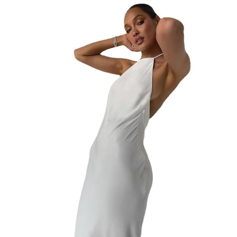Summer White Women's Polyester Neck Dress