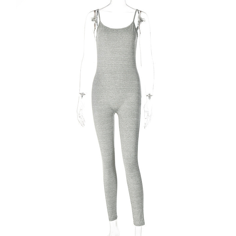 Women's Solid Color Sling Sports Yoga Jumpsuit