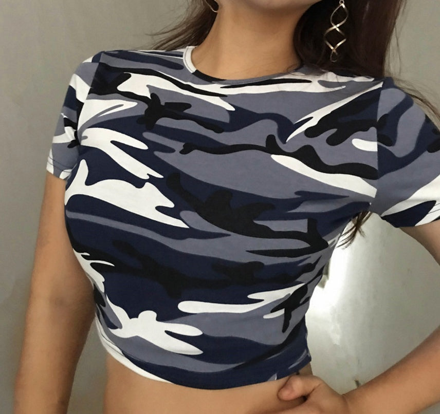 Europe and the United States cross border summer express sell women's dress camouflage print short sleeved T-shirt short jacket