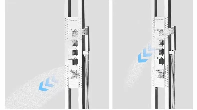 hot sale black wall mounted multifunction bathroom waterfall rainfall shower head set system panel