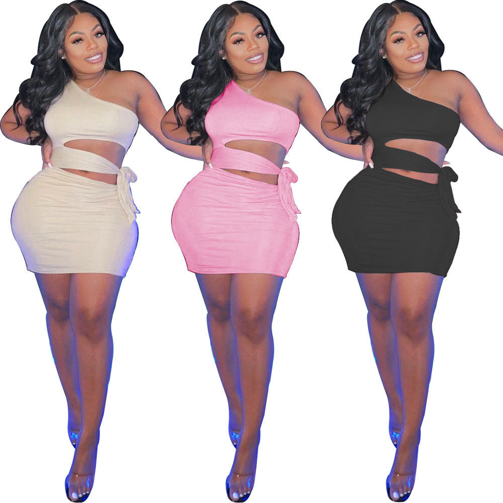 Hip Waist Hollow Rope Shoulder Dress