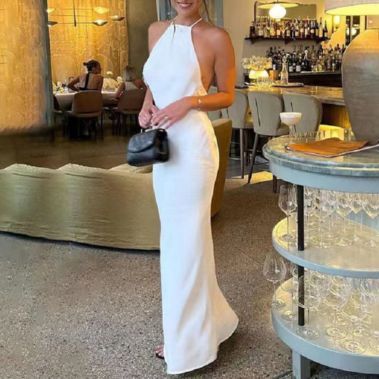 Summer White Women's Polyester Neck Dress