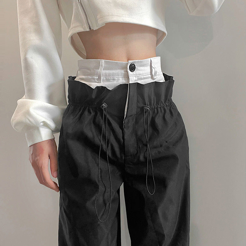 Women's American-style Retro Street High Waist Casual Straight Pants