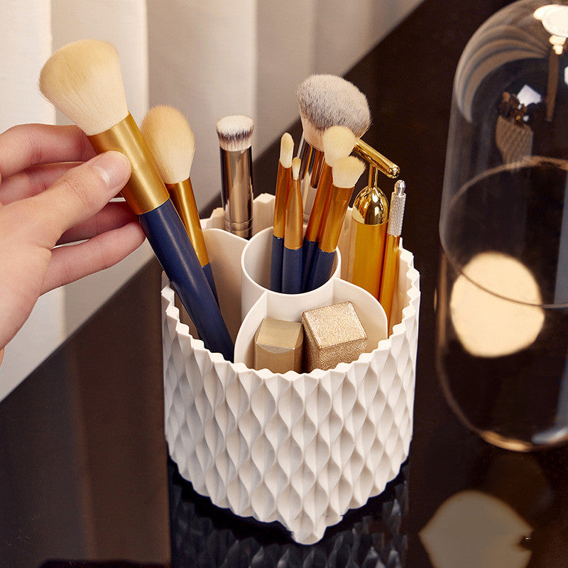 Rotating Transparent Makeup Brush Storage Bucket