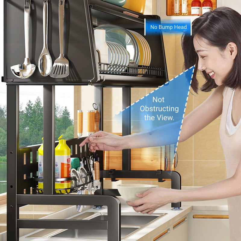 Retractable Hole Plate Kitchen Countertop Dish Drain Rack Multifunctional