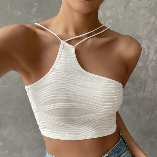 Split Irregular Hollow-out Shoulder Split Top