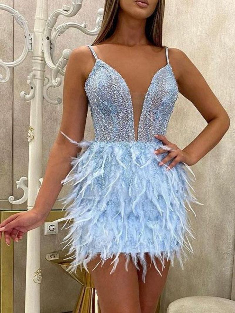 Short Feather Dress Women's Banquet Evening Dress