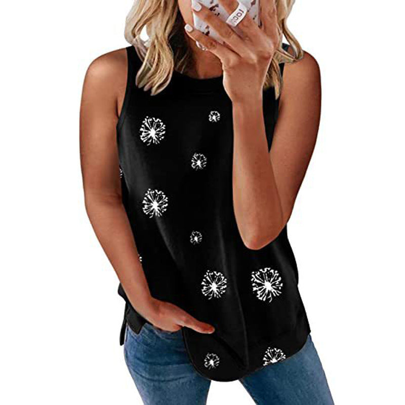 Women's Dandelion Print Sleeveless Tank Top