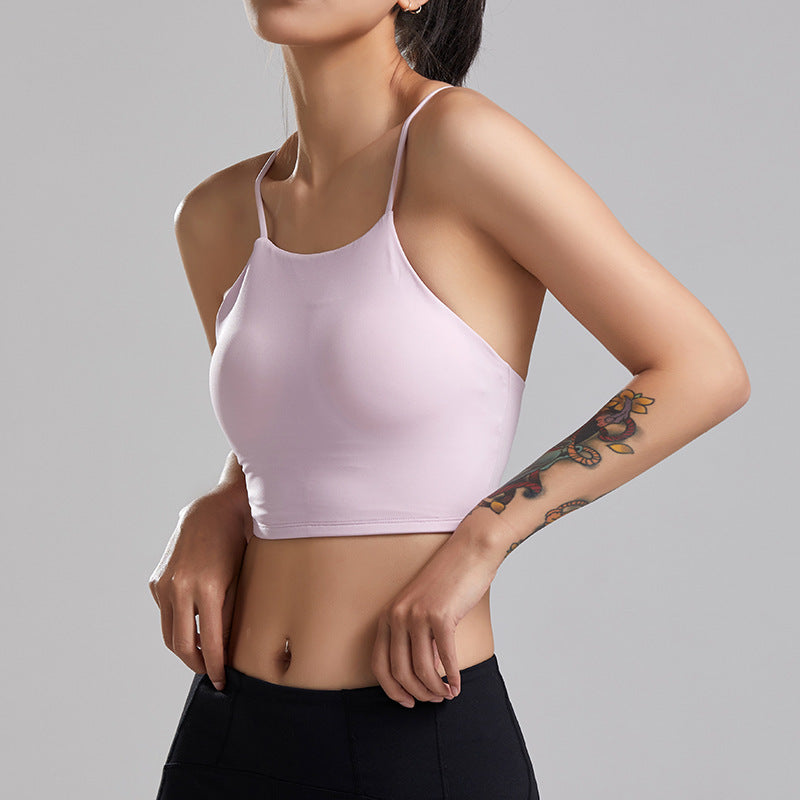 Shockproof Gathered Fitness Suspender Vest Bra