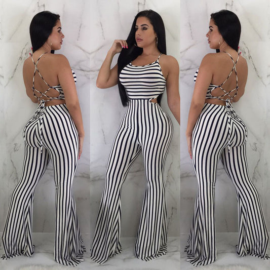 Striped Flared Bodysuit