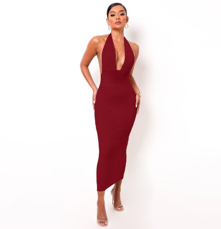 DA 3055B Sexy Backless V-Necked Fashion Slimming Dress