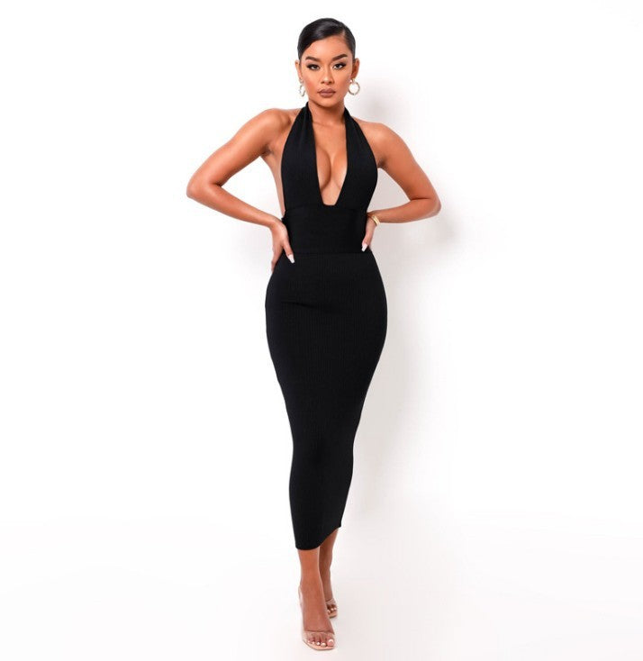 DA 3055B Sexy Backless V-Necked Fashion Slimming Dress