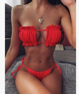 New Trend Fashion Hollow Sexy Bikini Skinny Swimsuit Thickened Thong Beach Bikini Suit