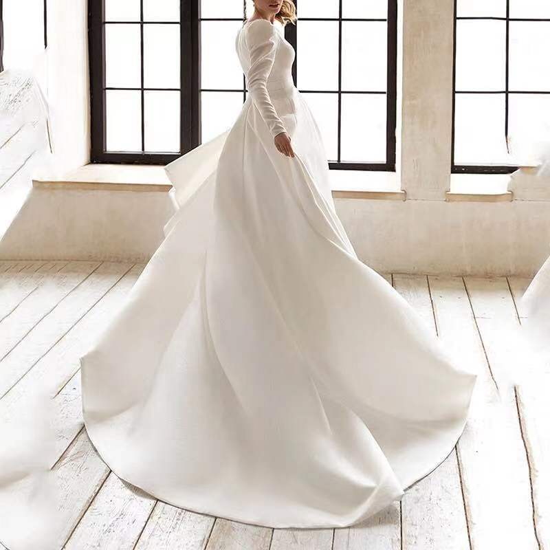 French White Satin Dress