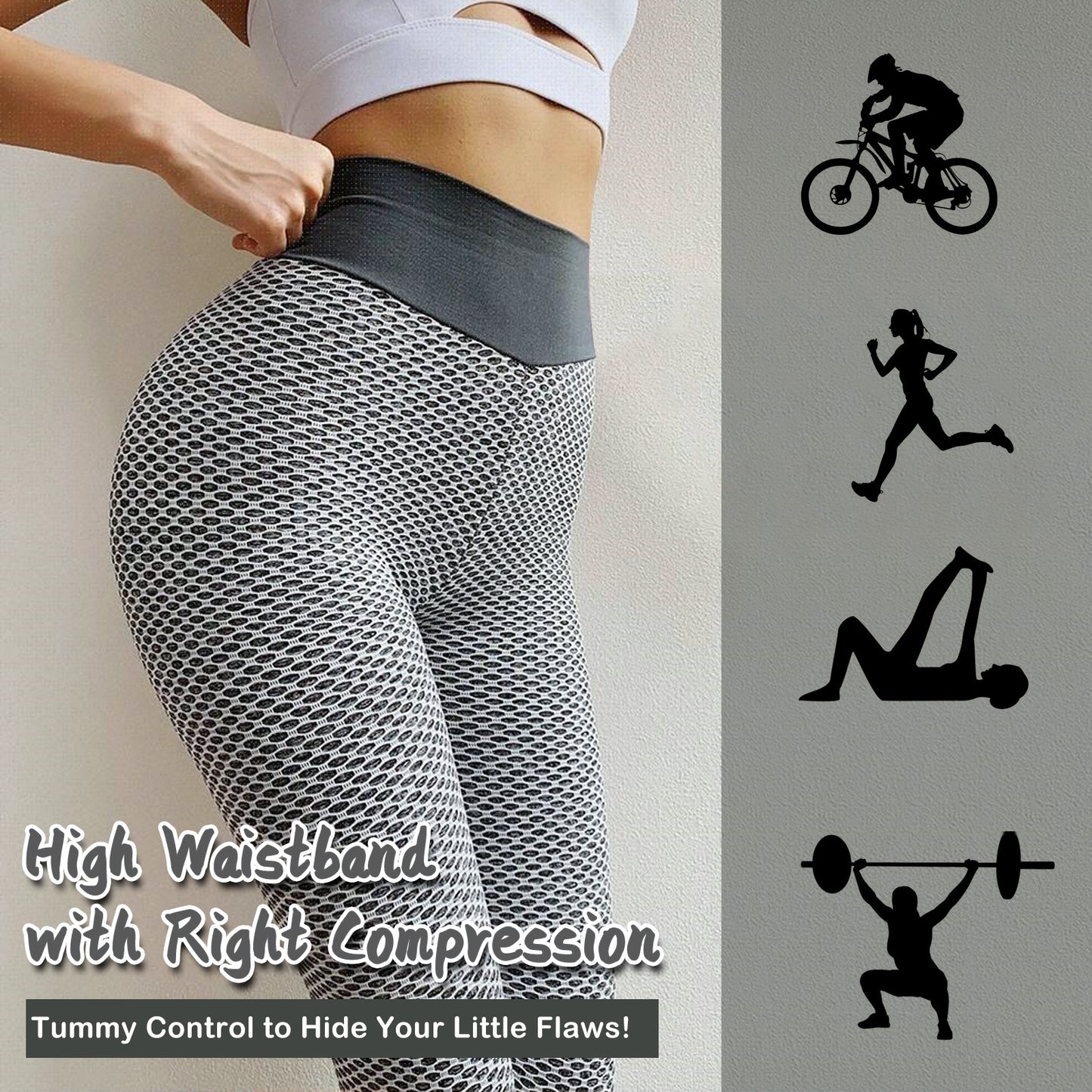 TIK Tok Leggings Women Butt Lifting Workout Tights Plus Size Sports High Waist Yoga Pants Light Grey