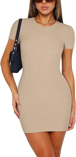 Women's Sexy Round Neck Tight Short Dress