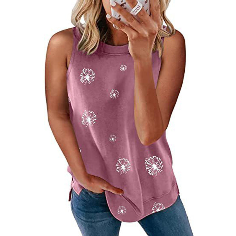 Women's Dandelion Print Sleeveless Tank Top