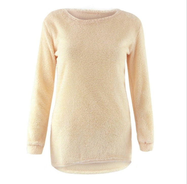 Solid color long-sleeved women's sweater tops Europe and the United States big plush