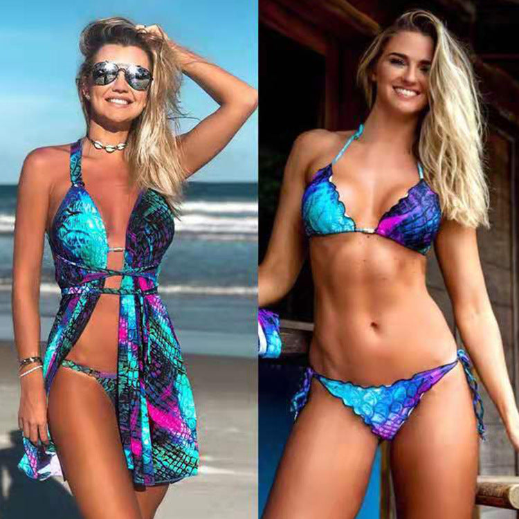 Three-piece Halter Strap Bikini Swimsuit