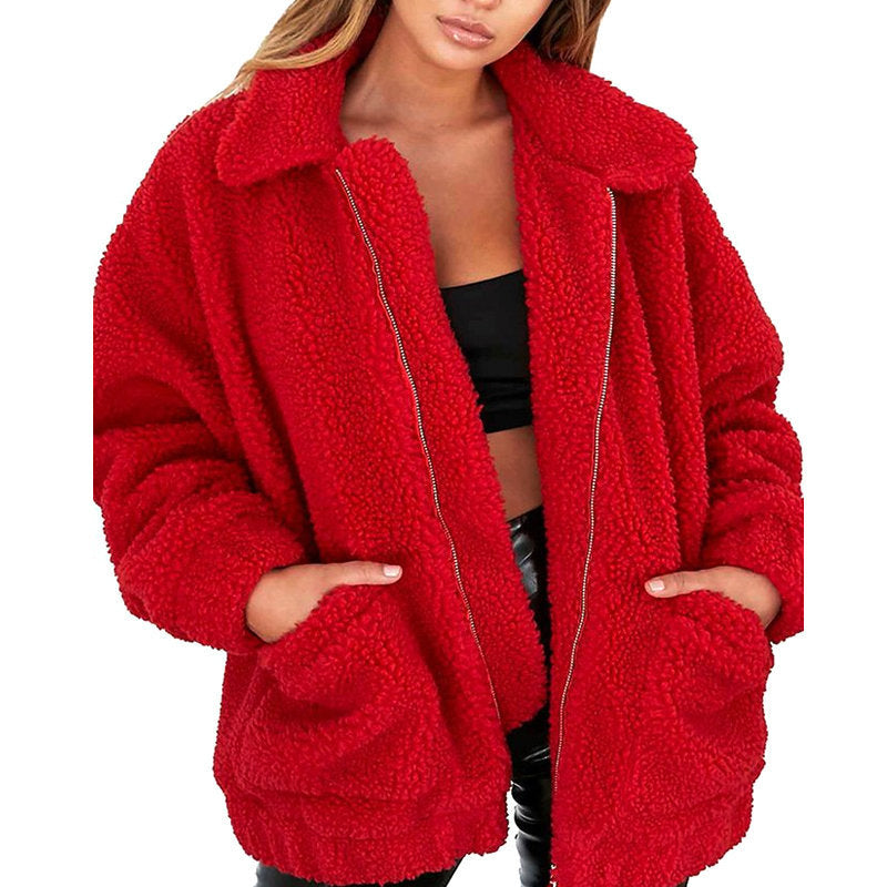 Casual Coat Female Autumn Winter New Europe And The United States Fur Wool Loose Coat