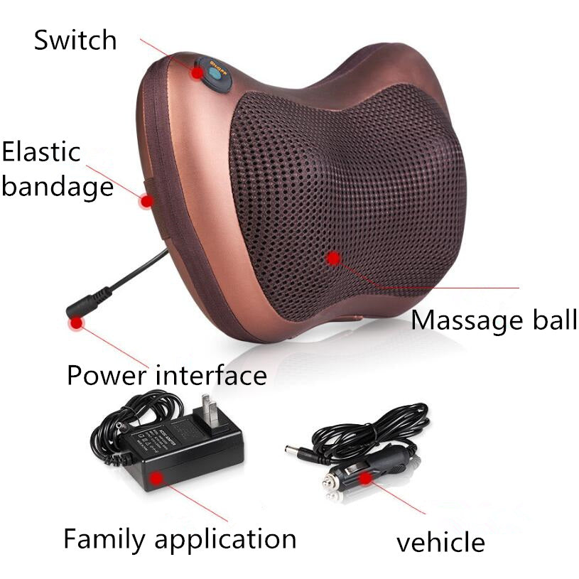 Home Finds - Electric Infrared Heating Kneading Neck Shoulder Back Body Spa Massage Pillow Car Chair Shiatsu Massager Masaj Device