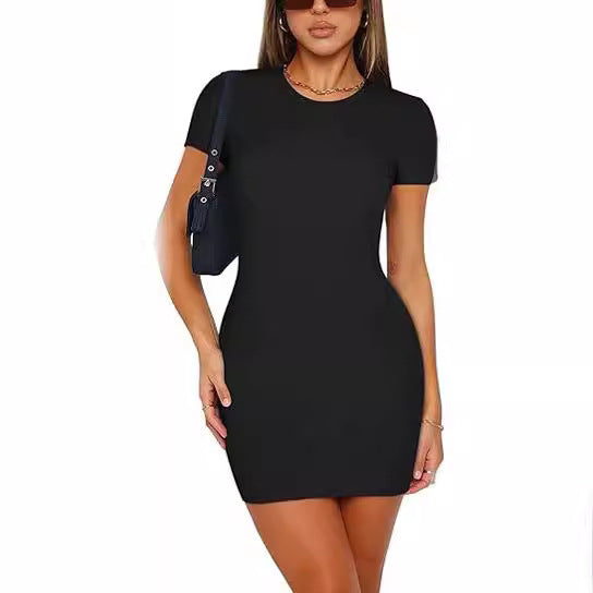 Women's Sexy Round Neck Tight Short Dress