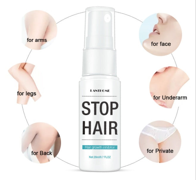 Hair growth inhibitory hair suppression spray gently moisturizes