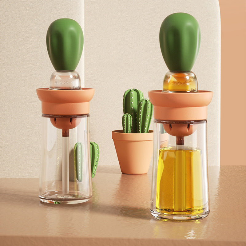 Home Finds - Creative Silicone Brush Head Brush Oil Bottle Kitchen High Temperature Resistant Press Type Oil Metering Oil Bottle