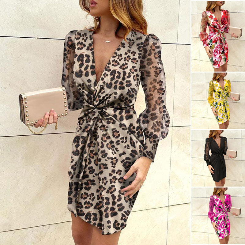 Net yarn print dress