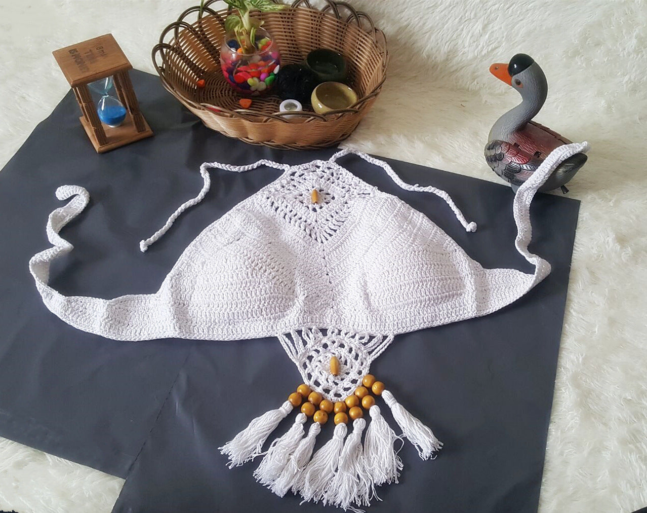 2021 Europe and the United States new woman swimsuit set, beach sunshine bath, foreign trade Crochet Crochet tassel bikini