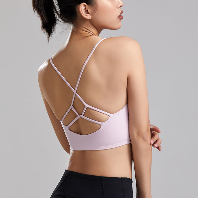 Shockproof Gathered Fitness Suspender Vest Bra