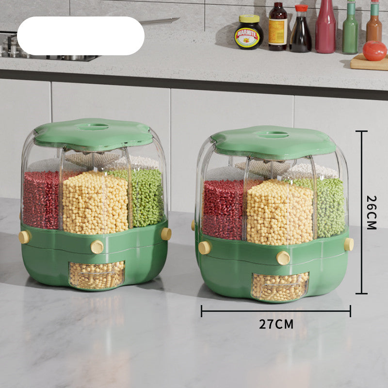 Large Food Storage Container 360 Rotating Rice Barrels Sealed Cereal Dispenser Rice Tank Grain Box Kitchen Storage Container