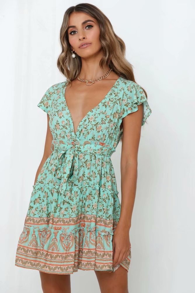 V-neck print dress