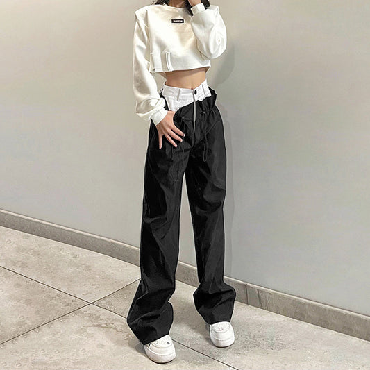 Women's American-style Retro Street High Waist Casual Straight Pants