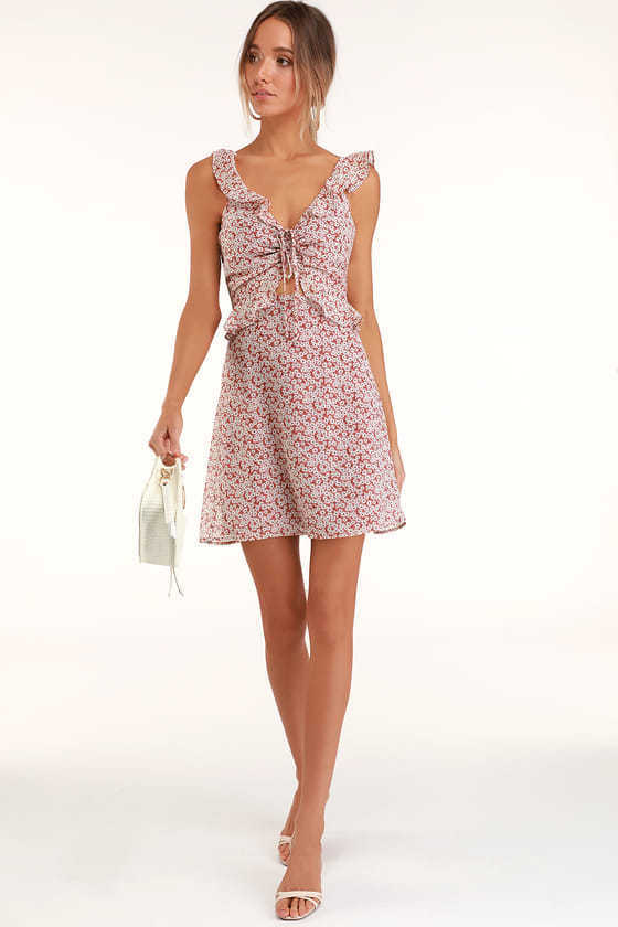 Women's Suspender V-neck Chest Tie Print Dress