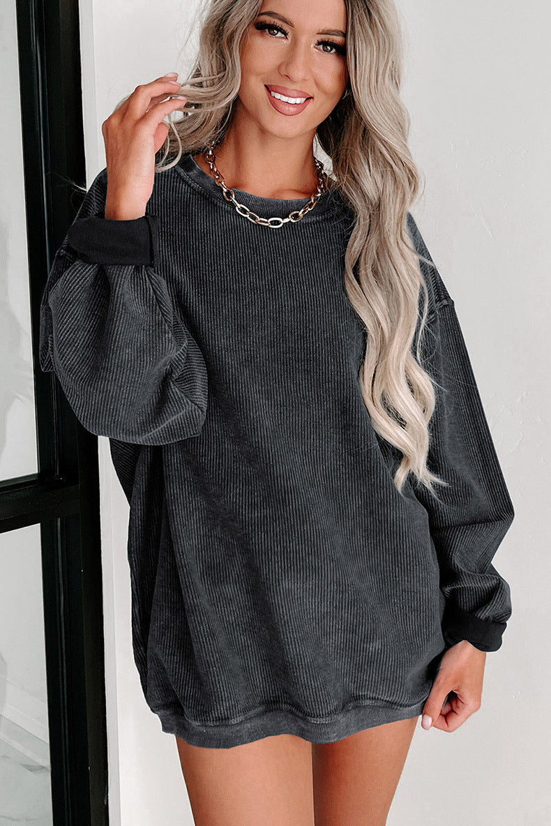 European And American Leisure Style Oversize Solid Color Pullover Thread