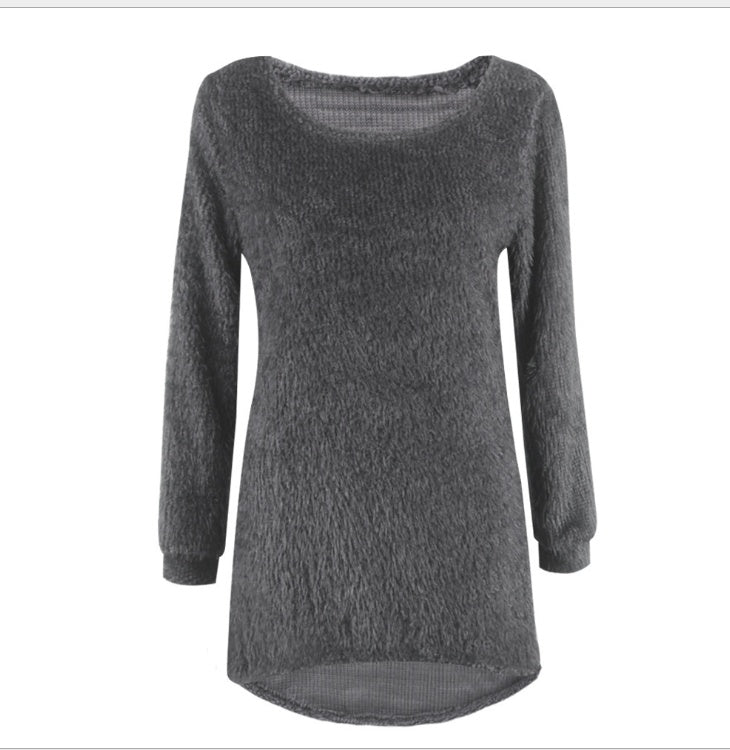 Solid color long-sleeved women's sweater tops Europe and the United States big plush